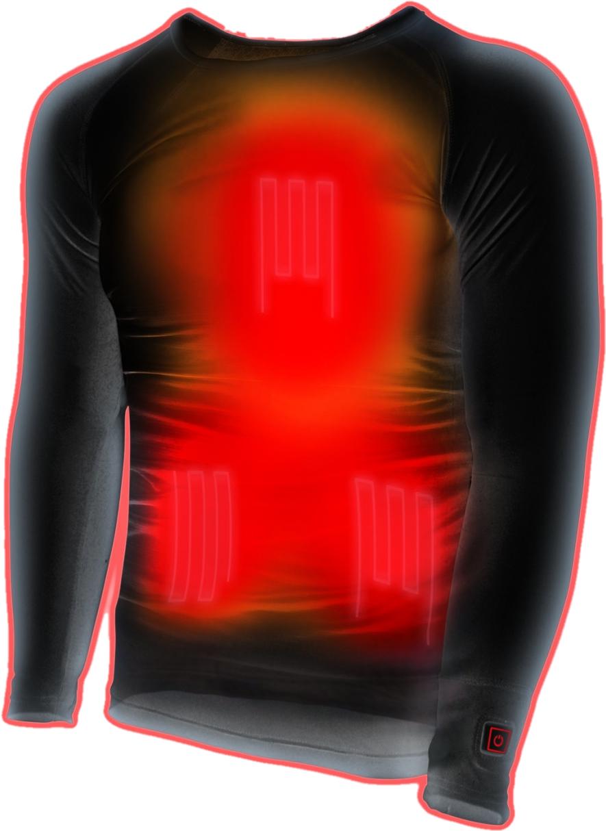 Thermo Undershirt - beheizbares langärmliges Unterhemd - beheizter Bereich ist Nieren- und Rückenbereich